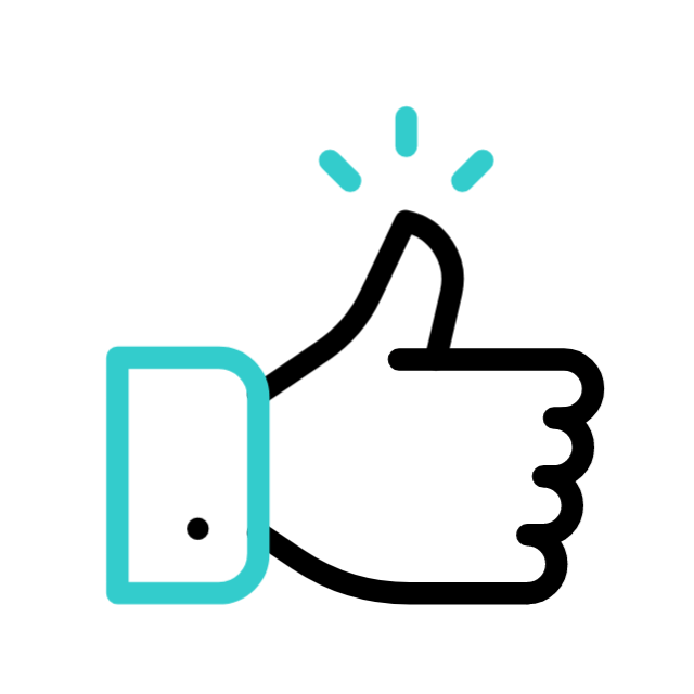 Thumbs up gesture in turquoise